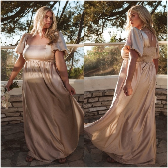 SHOW ME YOUR MUMU Nora Maxi Dress In Champagne Luxe Satin - Picture 2 of 11